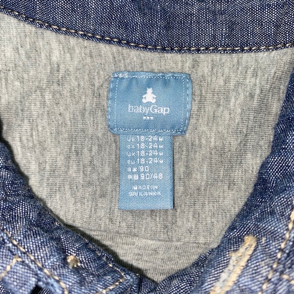 GAP Jersey Lined Button Down Denim Romper 18-24 Months GAP Denim Romper 18-24M - Picture 5 of 16